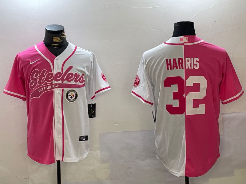 Men Pittsburgh Steelers #32 Harris white pink Joint Name 2024 Nike Limited NFL Jersey style 3->pittsburgh steelers->NFL Jersey